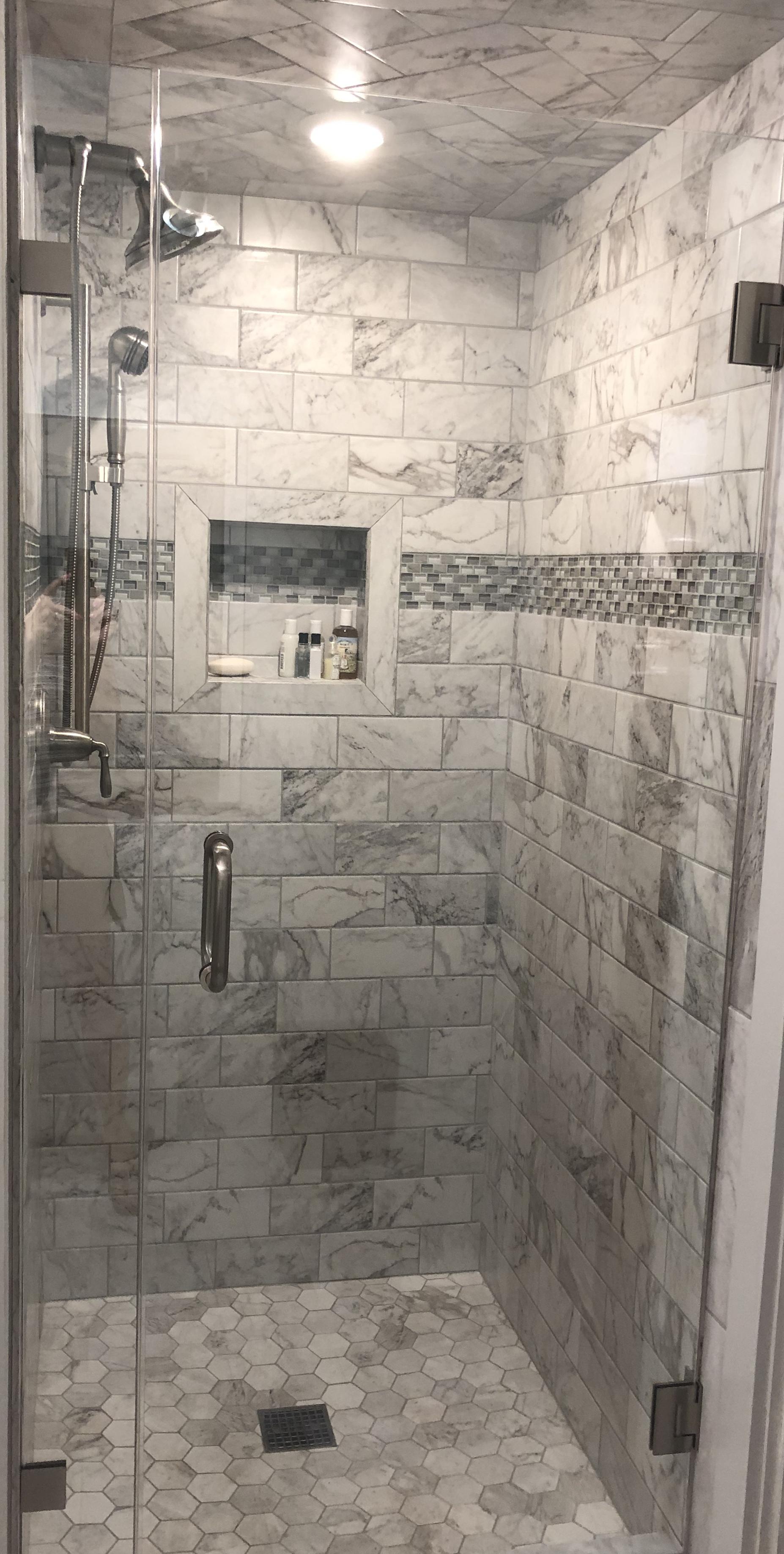 Appian Stone Shower - Hex and vintage glass blend