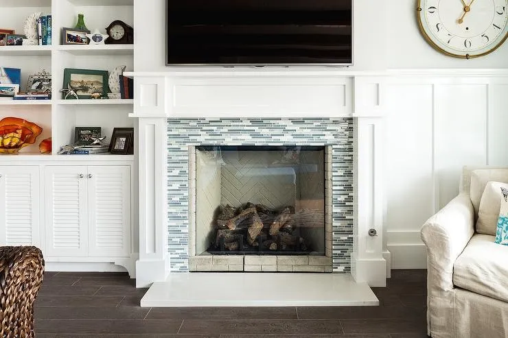 Stone & Glass Mosaic Fireplace