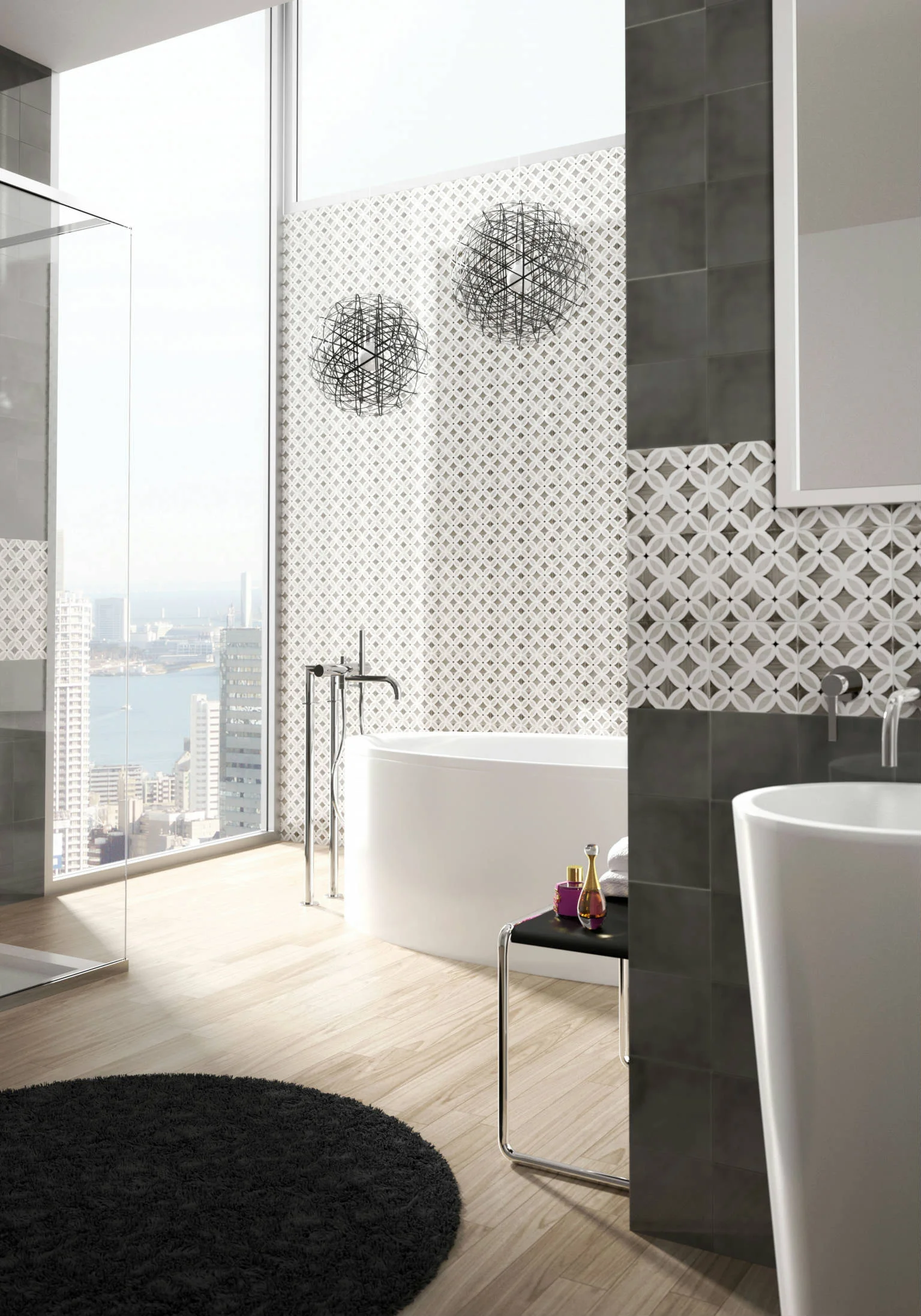 Adex Studio Hand Painted Flower Deco Dusk Bathroom